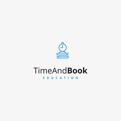 clock and book education logo design inspiration