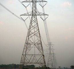high voltage power transmission tower