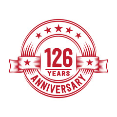 126 years logo design template. 126th anniversary vector and illustration.