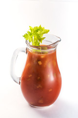 Tomato juice with celery in a glass