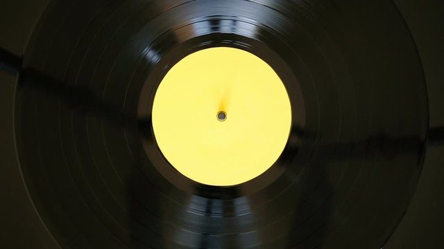 Close up of vinyl record playing 
