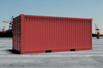 Mock up of a container on a dock - 3d rendering