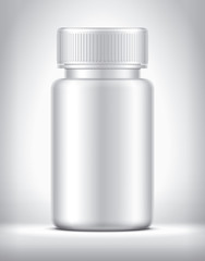 Bottle for pills on background. Matt surface version. 