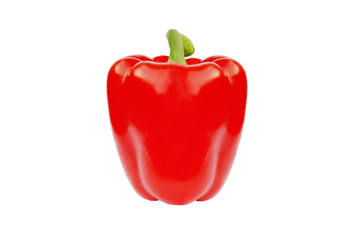 Red sweet paprika pepper top view isolated on white for design packaging