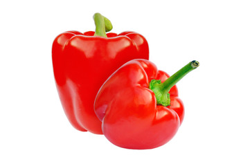 Red sweet paprika peppers composition isolated on white for design packaging