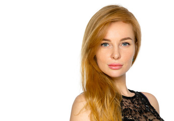 Fototapeta premium portrait of a blonde. blonde girl posing on an isolated background in the Studio.