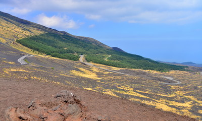 panoramic view of some corners of Sicily. the Etna volcano