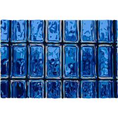 Beautiful horizontal texture of part of a blue glass transparent square brick wall