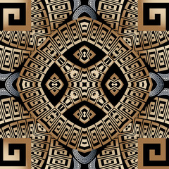 Vector greek style geometric 3d seamless pattern. Ornamental ethnic tribal background. Repeat ornate backdrop. Abstract modern Greek key meanders ornament. Geometrical shapes. Repeat endless design