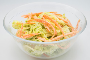 Coleslaw salad, coleslaw, carrot, mayonnaise and mustard
