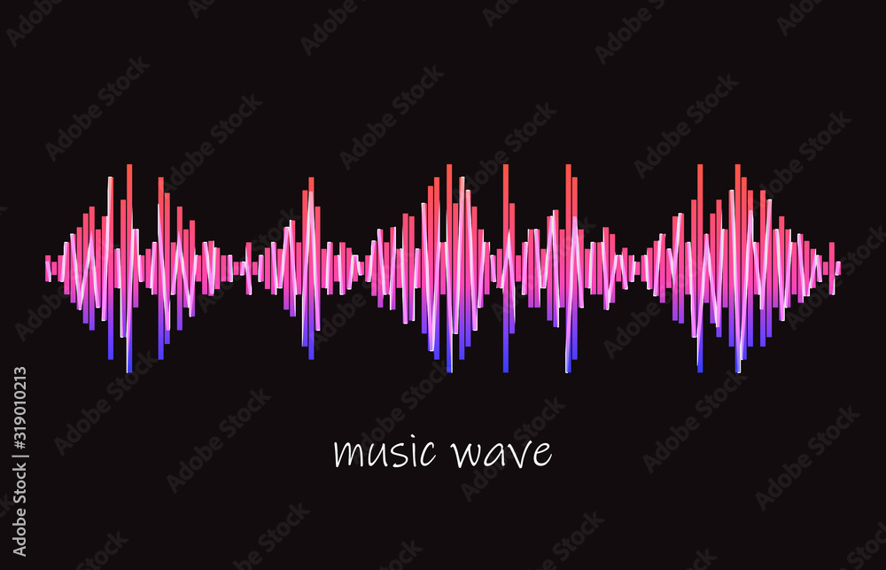 Aufkleber modern neon soung wave frequency logo. digital audio concept of music technology. stylized wave line