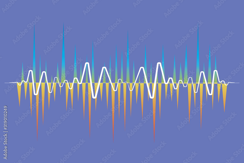Poster abstract vector colorful pulse wave lines equalizer. digital audio concept of music technology backg