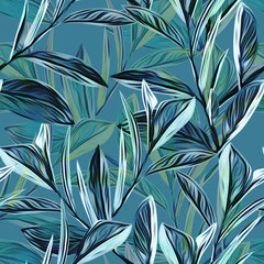 Leaves seamless pattern. Artistic background.