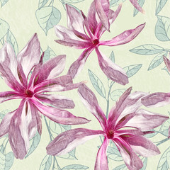 Magnolia seamless pattern. Artistic background.