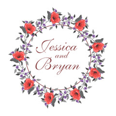 Floral frame, wedding invitation, floral wedding frame.