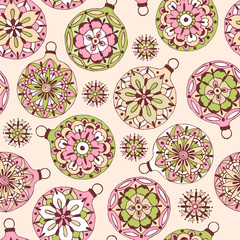 Christmas vector pattern. Seamless pattern with Christmas balls