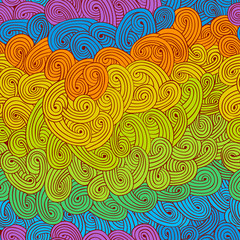 Vector abstract hand-drawn waves texture. Colorful waves backdrop