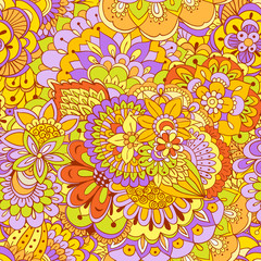 Vector seamless texture with abstract flowers. Endless background. Seamless pattern. Vector backdrop. Bright pattern.