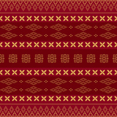 Seamless geometric ornamental vector pattern on red background. Abstract background motif ulos. creative design cloth pattern. tribal ethnic design