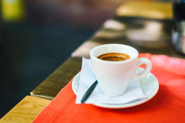 Italian espresso on a cafe table