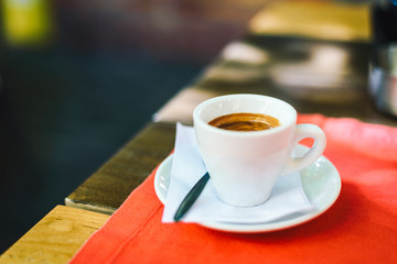 Italian espresso on a cafe table