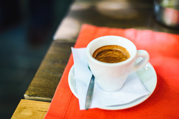 Italian espresso on a cafe table