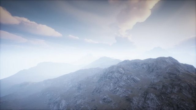 Volcano Crater Landscape with Fog
