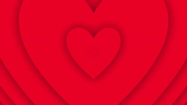 Valentine love heart endlessly increasing waves background. Looped animation with alpha channel.