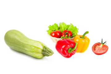 ripe fresh organic vegetables isolated on white background	