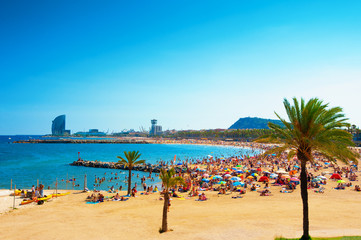Barcelona beach on sunny summer day