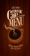 Retro music cafe menu long. Vector illustration