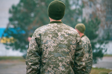 group of soldiers on the Outdoor on army exercises