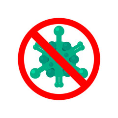 MERS-Cov (middle East respiratory syndrome coronavirus), Novel coronavirus (2019-nCoV), Abstract virus strain model Novel coronavirus 2019-nCoV is crossed out with red STOP sign