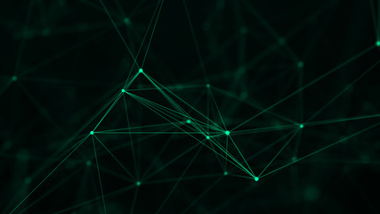 Abstract digital background. Big data visualization. Network connection structure. Science green background. 3d rendering.