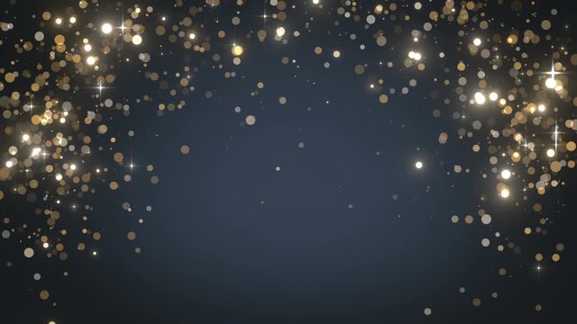 gold sparkling rain glitter particles background