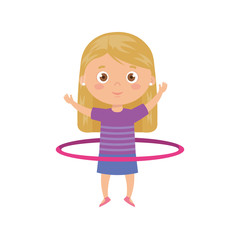 cute little girl playing hula hula isolated icon