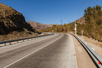 highway A-373, Tashkent-Osh highway, Kamchik pass Uzbekistan. mountain road