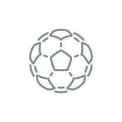 Thin contour lines icon soccer ball for playing football isolated on white background. Modern design minimalistic style black and white outline sign classic leather soccer ball.