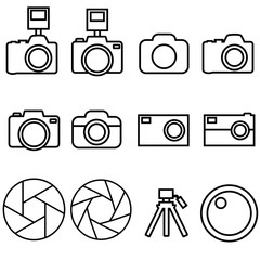 Camera line set icon, logo isolated on white background