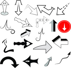 Vector arrows to indicate direction and use in design.