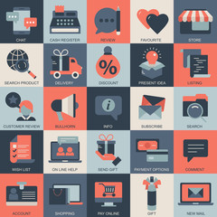 Set vector icons with elements for mobile concepts and web apps. Business and marketing, programming, data management, internet connection, social network, computing, information. Vector