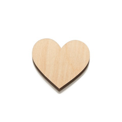 A Wooden heart on white