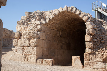 Roman Ruins with Arched Doorway in Israel