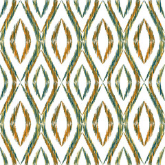 Ikat ogee seamless vector pattern illustration.