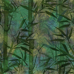 Seamless abstract pattern. Bamboo forest in the fog. Grunge bamboo.