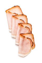 Sliced smoked ham. Tasty pork meat.