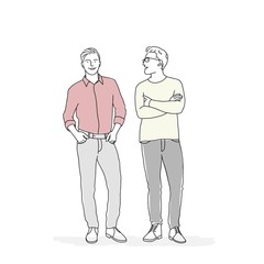 Sketch of people standing next to each other. Hand drown vector illustration.