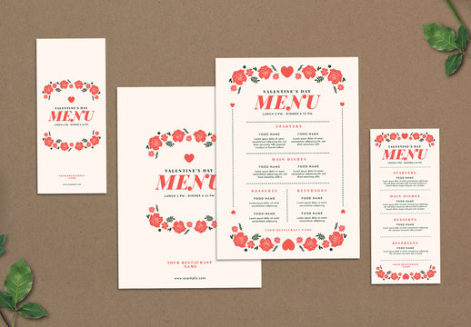 Special Valentine Diner Menu Layouts