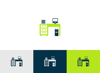 office desk glyph vector icon -ui icon vector