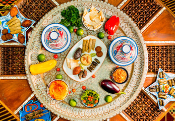 Traditional Palestinian arabic food tabletop